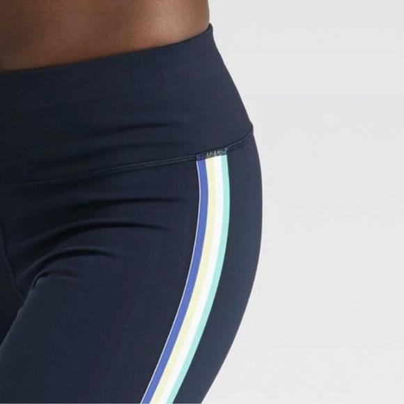Athleta Contender Side Stripe Capri Powerlift Navy - Picture 2 of 6